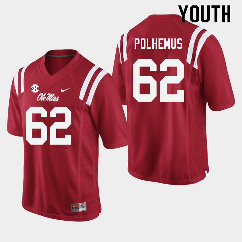 Andrew Polhemus Ole Miss Rebels NCAA Youth Red #62 Stitched Limited College Football Jersey HRG8758HZ